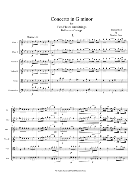 Galuppi - Concerto in G minor for Two Flutes and Strings (arr. Santino Cara)