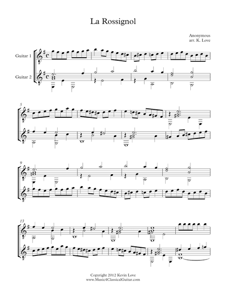 La Rossignol (Guitar Duo) - Score and Parts (arr. Kevin Love)