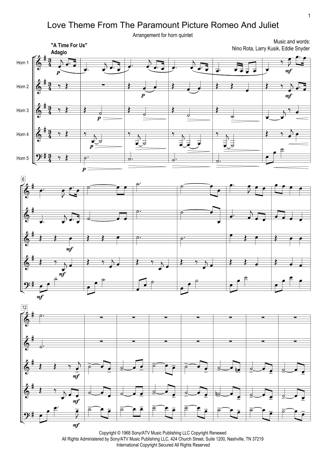 A Time For Us (love Theme) (arr. Edition Maulwurf)