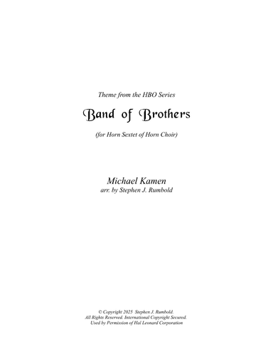 Band Of Brothers - Main Title (arr. Stephen Rumbold)