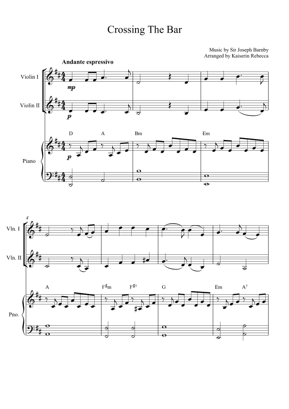 Crossing the Bar (arr. Kaiserin Rebecca)