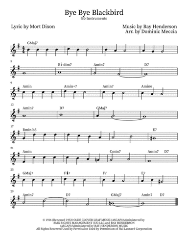 Bye Bye Blackbird (arr. Dominic Meccia)