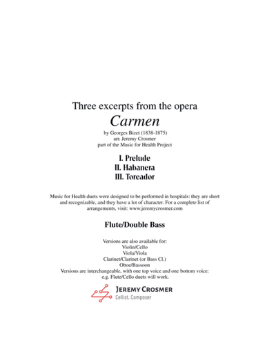 Bizet: "Prelude, Habanera, and Toreador" from Carmen - Music for Health Duet Flute/Double Bass (arr. Jeremy Crosmer)