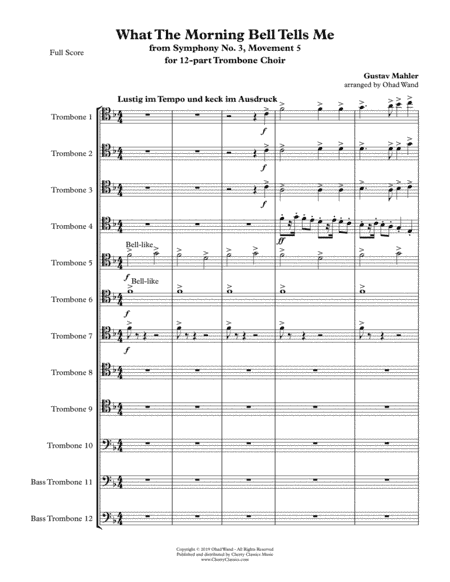 What The Morning Bell Tells Me for 12-part Trombone Choir (arr. Wand, Ohad)