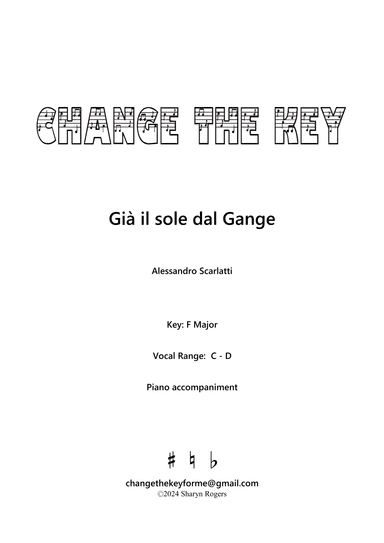 Gia il sole dal Gange - F Major (arr. Sharyn Rogers)