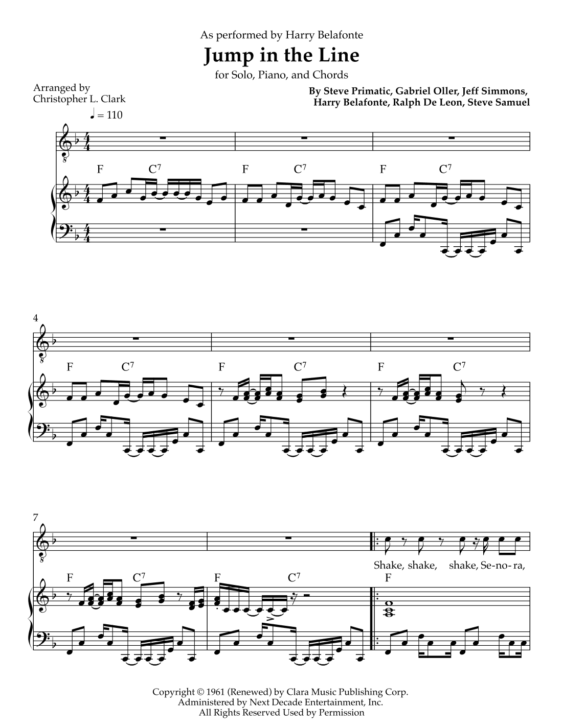 Jump In The Line (arr. Christopher L Clark)