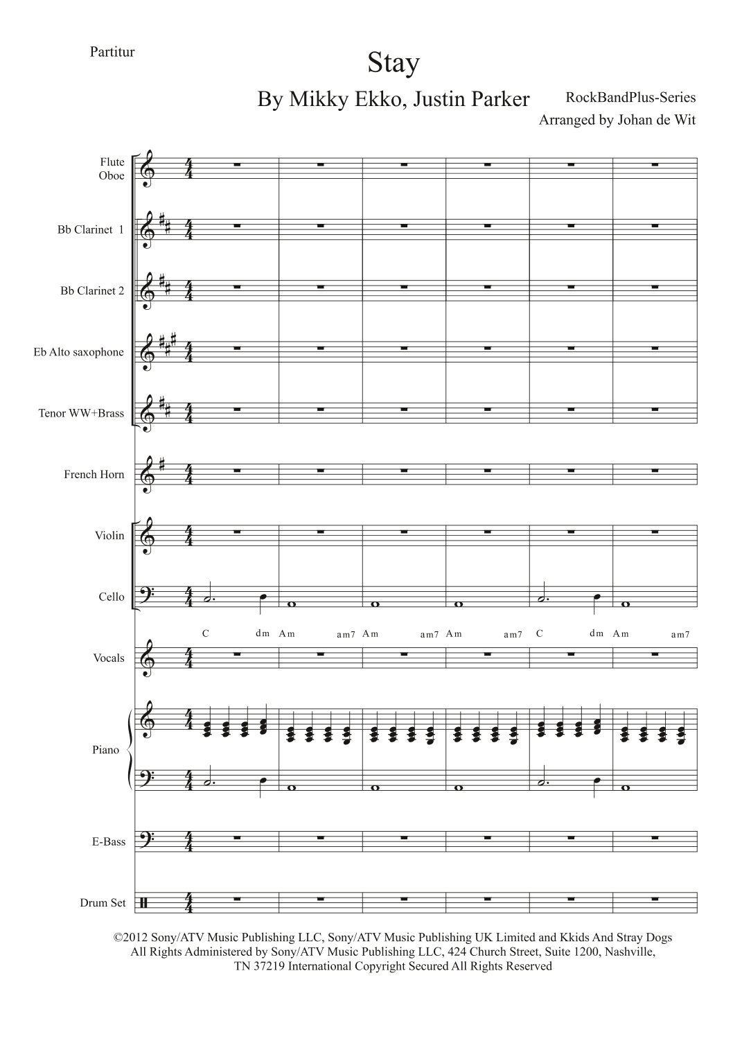 Stay (arr. Johan de Wit)