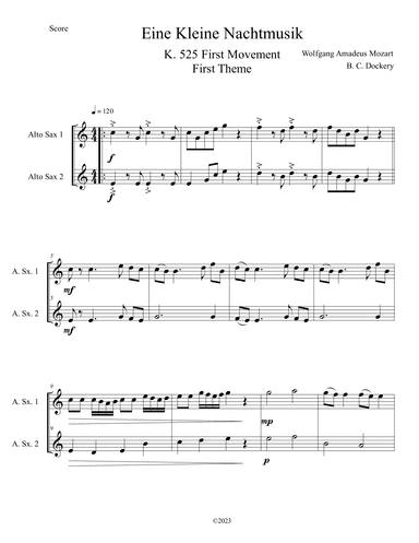 Eine Kleine Nachtmusik (A Little Night Music) for Alto Sax Duet (arr. B. C. Dockery)