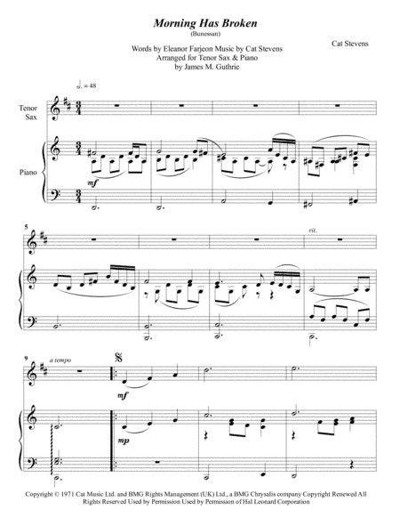Morning Has Broken (arr. James M. Guthrie, ASCAP)