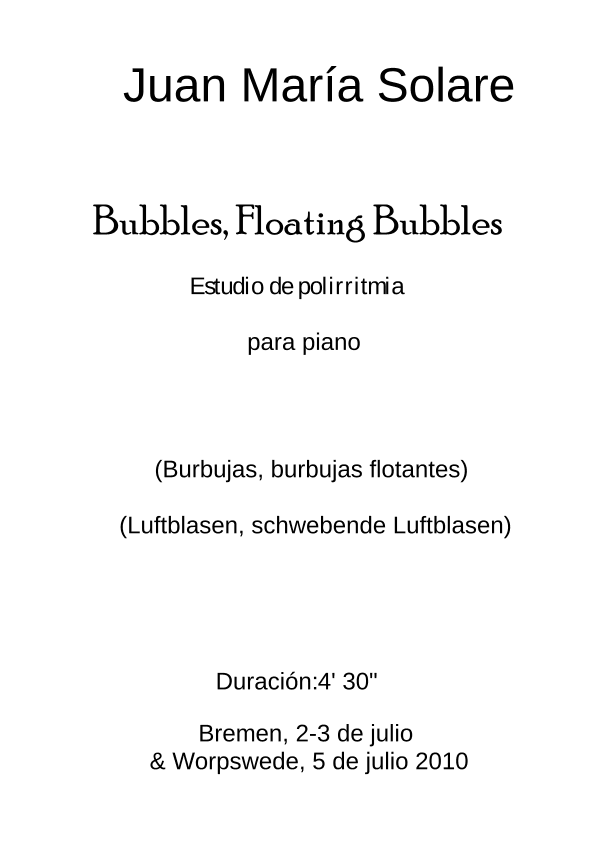 Bubbles, Floating Bubbles (piano solo)