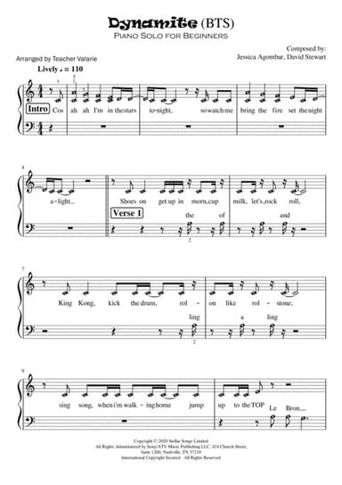 Dynamite (arr. Harmony Valarie @ Teacher Valarie)
