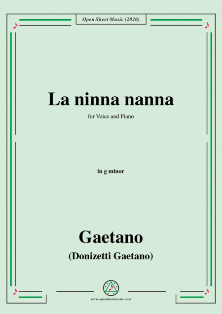 Donizetti-La ninna nanna,in g minor,for Voice and Piano (arr. MSM)