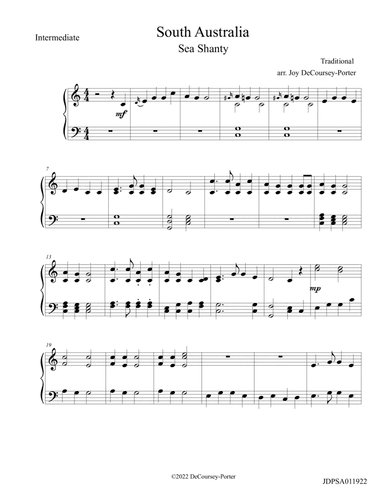 South Australia - Shanty for piano solo (arr. Joy DeCoursey-Porter)