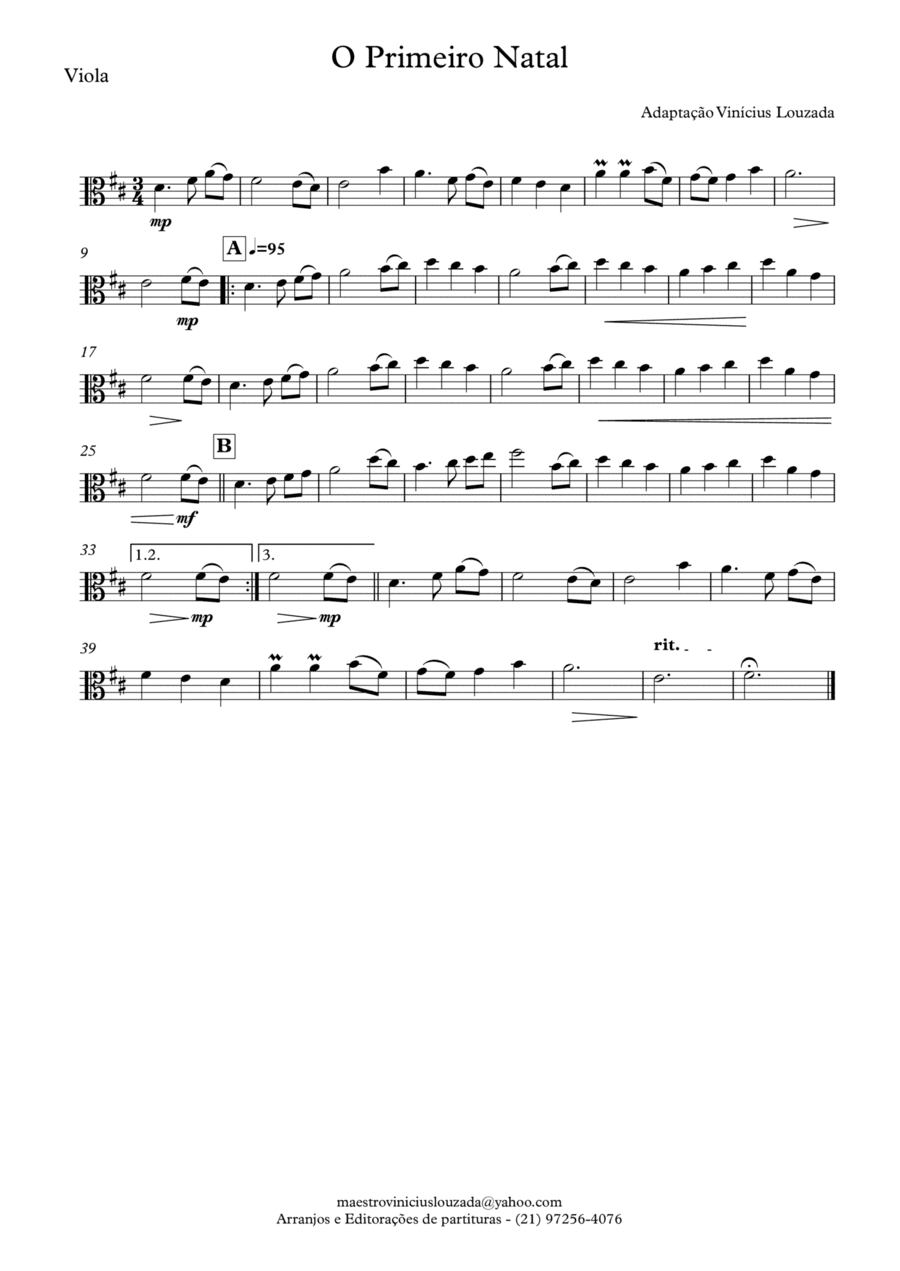 The First Noel - Viola Solo (arr. Vinícius Louzada)