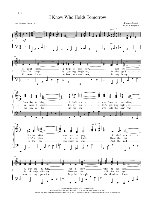 I Know Who Holds Tomorrow (arr. Leonora Hardy)