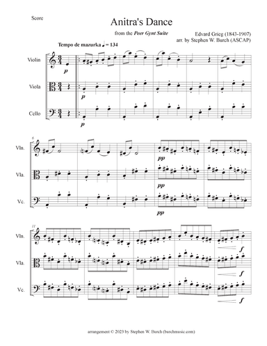 Anitra's Dance for String Trio (arr. Stephen W. Burch (ASCAP))