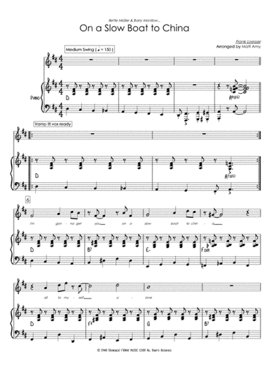 On A Slow Boat To China (arr. Matt Amy)