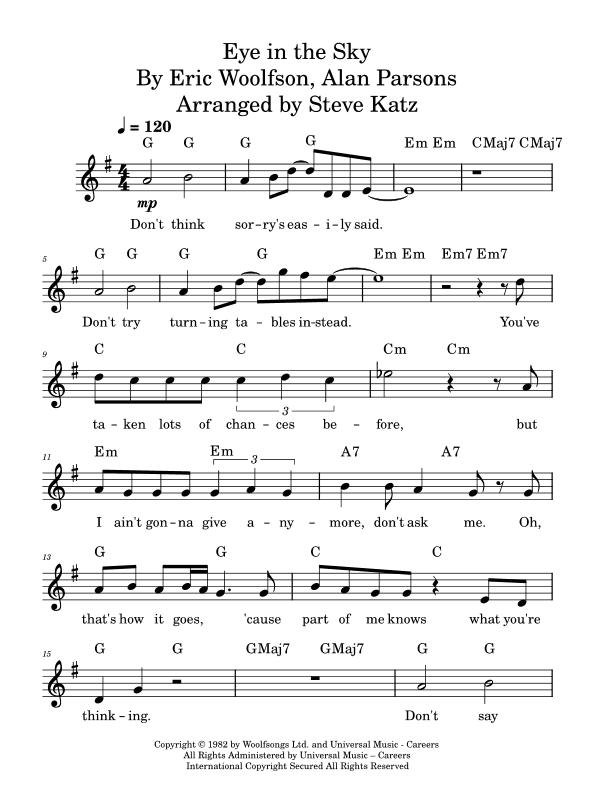 Eye In The Sky (arr. Steve Katz)