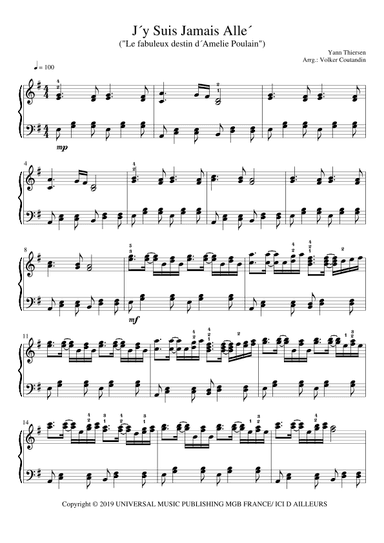 J Y Suis Jamais Alle (arr. Volker Coutandin)