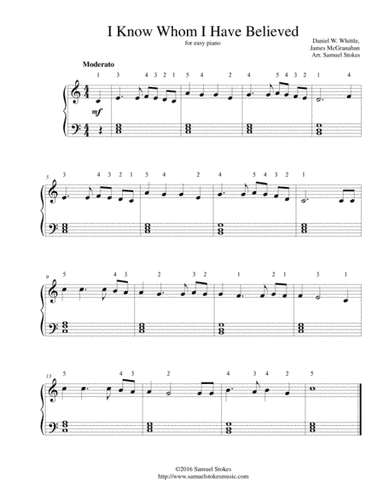 I Know Whom I Have Believed - for easy piano (arr. Samuel Stokes)