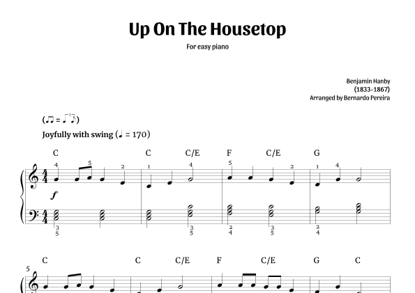 Up On The Housetop (easy piano – with chords) (arr. Bernardo Pereira)