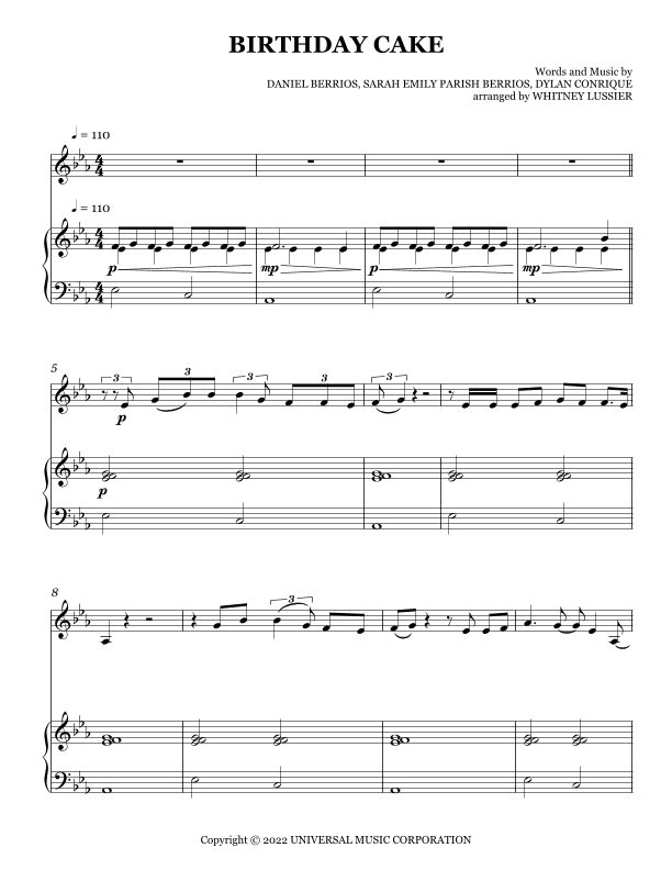 Birthday Cake (arr. Whitney Lussier)