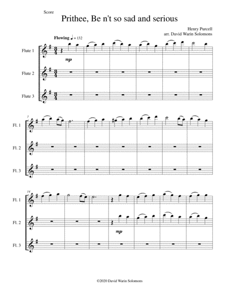 Prithee be n't so sad and serious for 3 flutes (arr. David Warin Solomons)