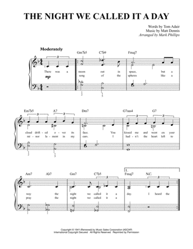 The Night We Called It A Day (arr. Mark Phillips)