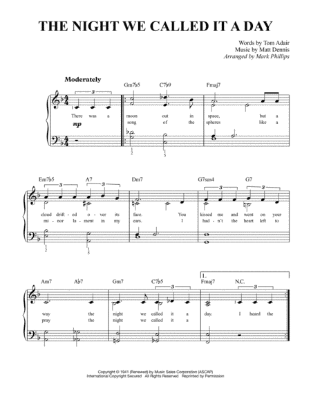 The Night We Called It A Day (arr. Mark Phillips)