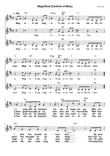 Magnificat (Canticle of Mary) with 3 voices (arr. Bonnie Wong)