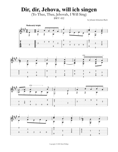 Dir, dir, Jehova, will ich singen (To Thee, Thee, Jehovah, I Will Sing) BWV 452 (arr. Mark Phillips)