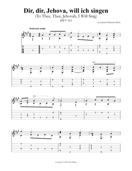 Dir, dir, Jehova, will ich singen (To Thee, Thee, Jehovah, I Will Sing) BWV 452 (arr. Mark Phillips)