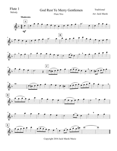 God Rest Ye Merry Gentlemen solo Flute, Duet, or Trio (arr. Jack Marek)