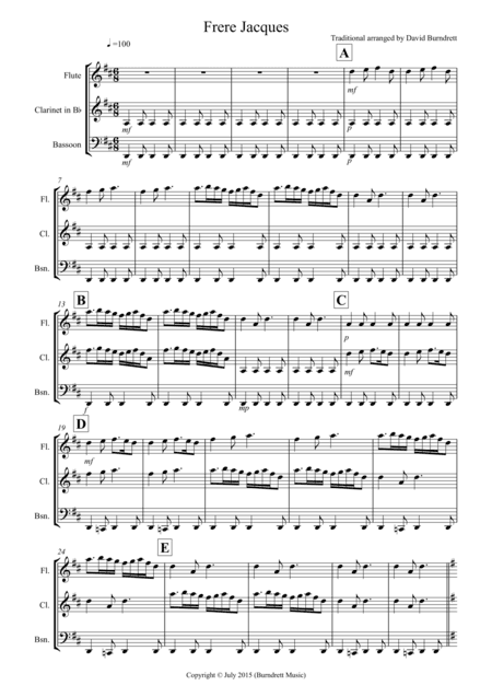 Frere Jacques Gigue for Wind Trio (arr. David Burndrett)