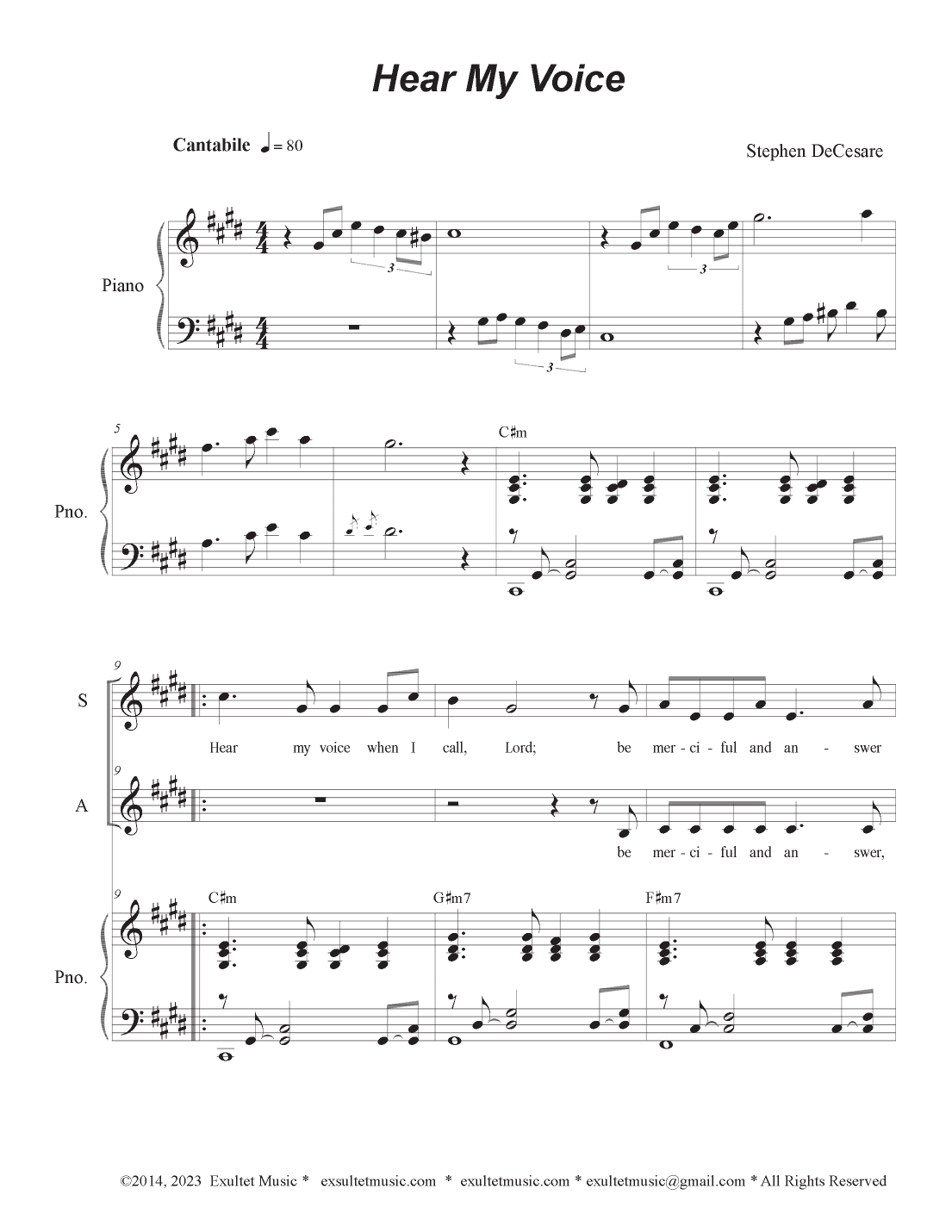 Hear My Voice (Duet for Soprano and Alto solo)