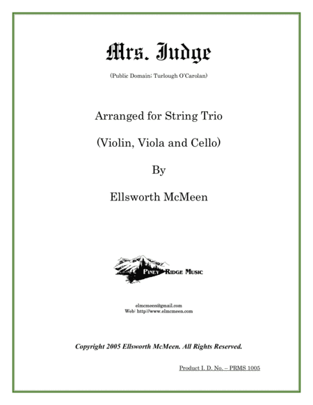 Mrs. Judge For Classical String Trio (Violin, Viola, and Cello) (arr. Ellsworth McMeen)