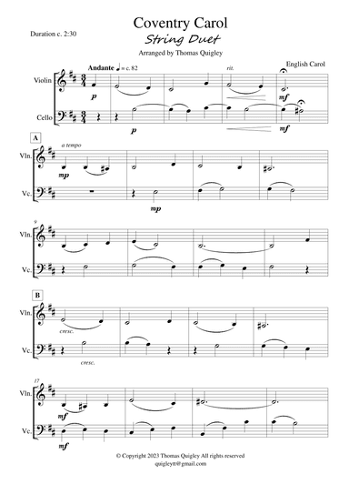 Coventry Carol (arr. Thomas Quigley)