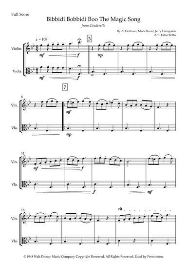 Bibbidi-bobbidi-boo (the Magic Song) (arr. Fabio Britto)
