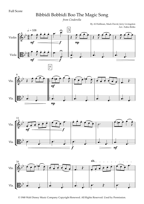 Bibbidi-bobbidi-boo (the Magic Song) (arr. Fabio Britto)