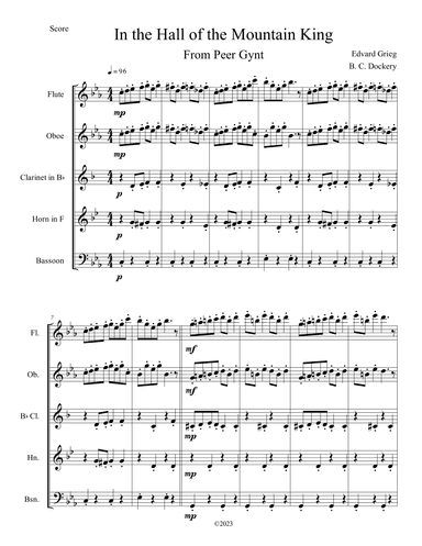 In the Hall of the Mountain King (Woodwind Quintet) (arr. B. C. Dockery)