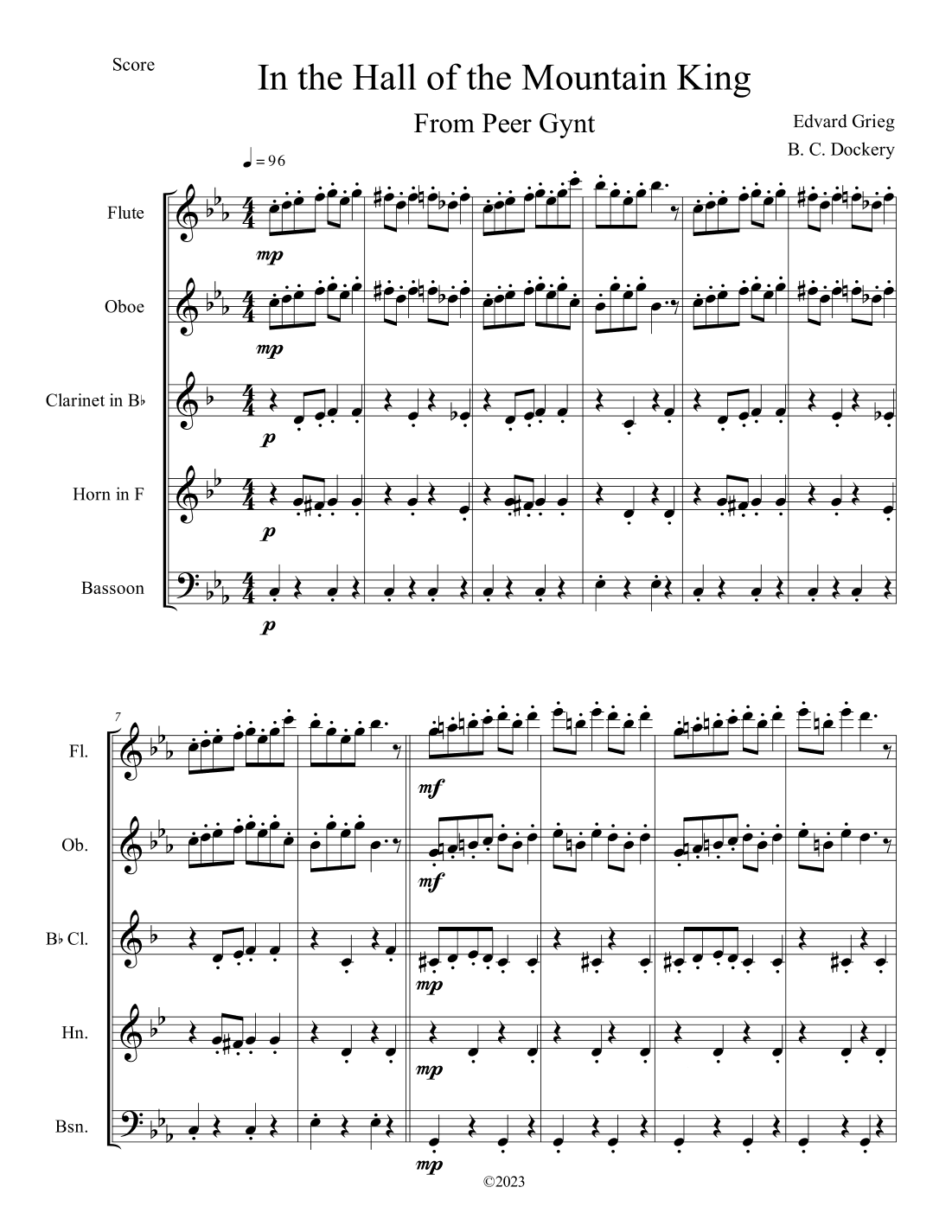 In the Hall of the Mountain King (Woodwind Quintet) (arr. B. C. Dockery)