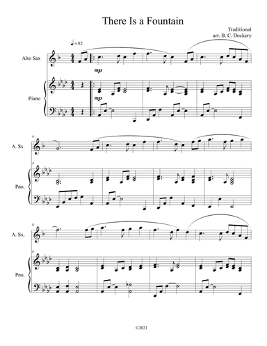 There Is a Fountain (Alto Sax Solo) with piano accompaniment (arr. B. C. Dockery)