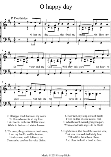 O happy day. A new tune to a wonderful old Dodderidge hymn.