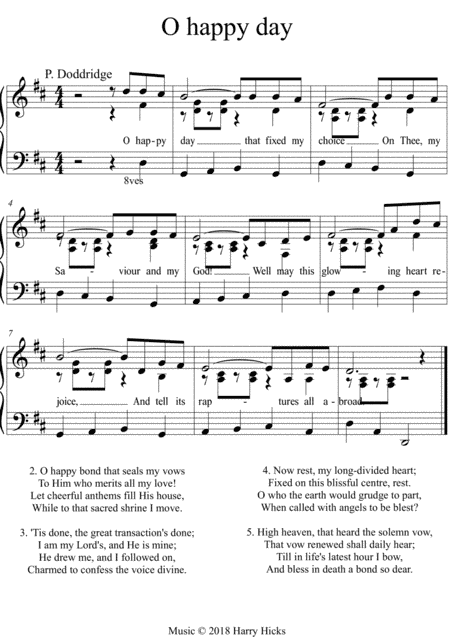 O happy day. A new tune to a wonderful old Dodderidge hymn.