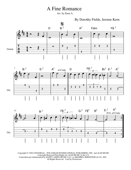 A Fine Romance (arr. Enea A.)