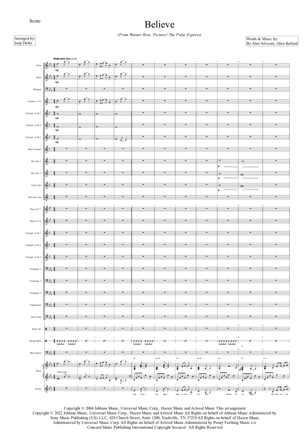 Believe (arr. Joop Derks)