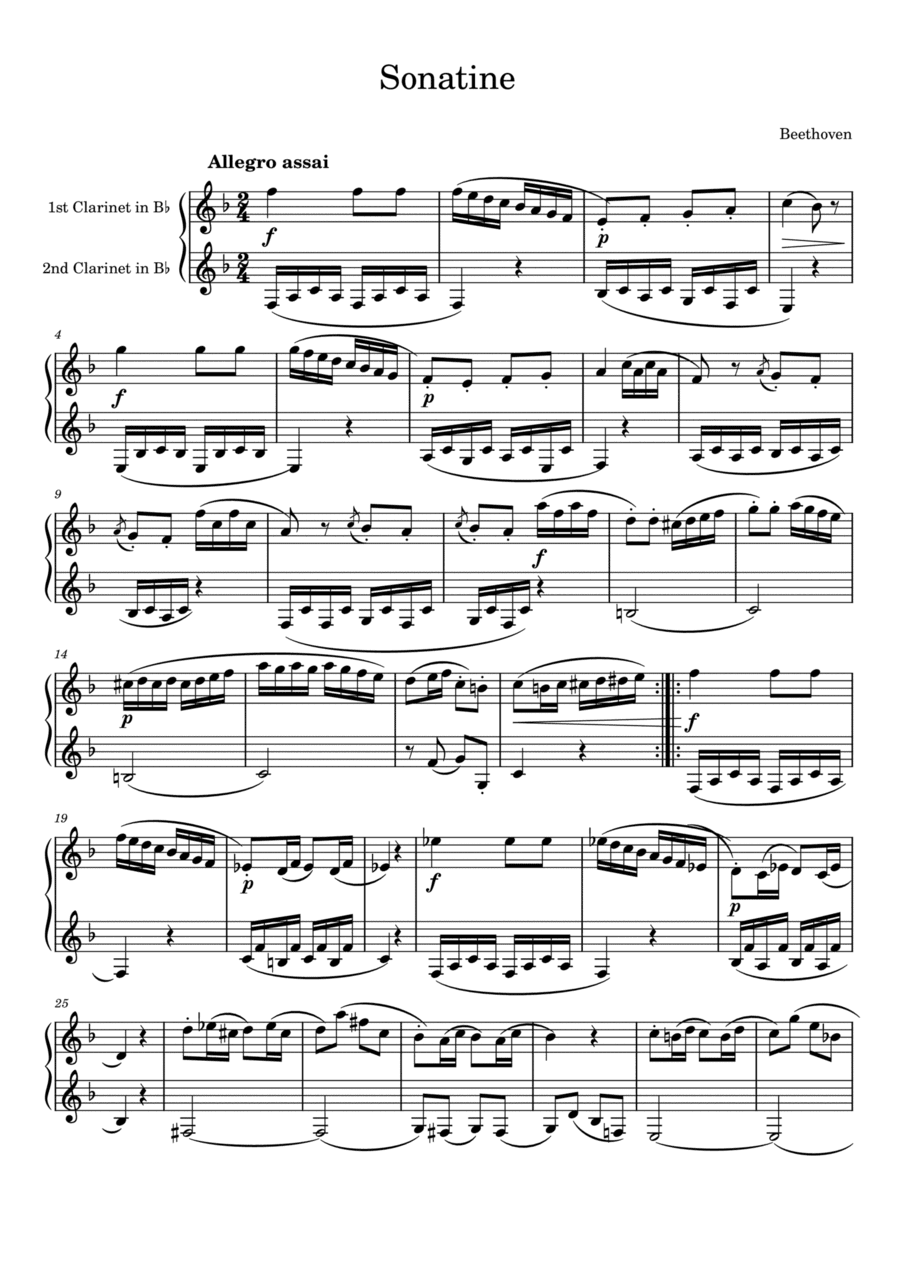 Beethoven: Sonatine for two clarinets (arr. Saho Omukai)