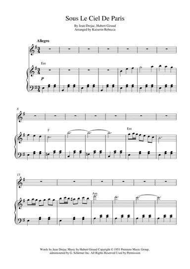 Sous Le Ciel De Paris (arr. Kaiserin Rebecca)