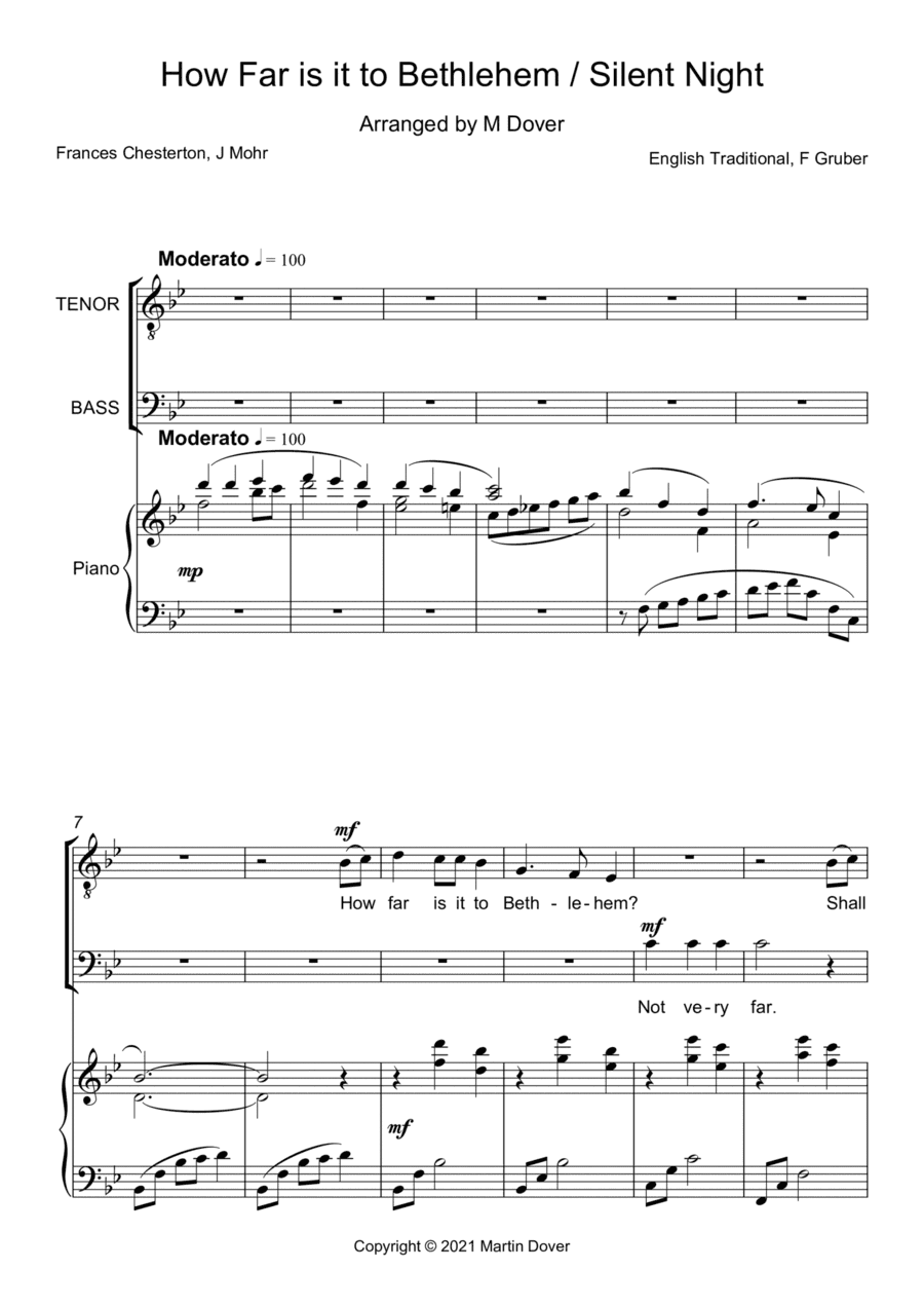 How Far is it to Bethlehem? / Silent Night - Medley - Two part choir - TB Lower voices (arr. Martin Dover)
