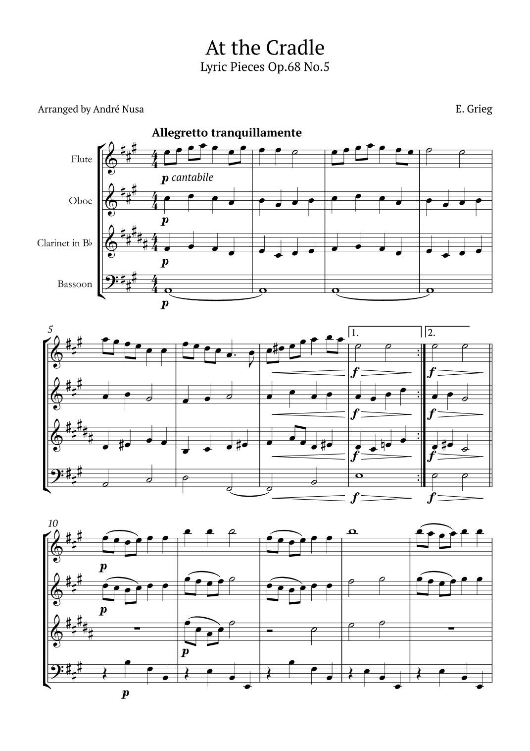 Lyric Pieces Op.68 No.5 (arr. André Nusa)